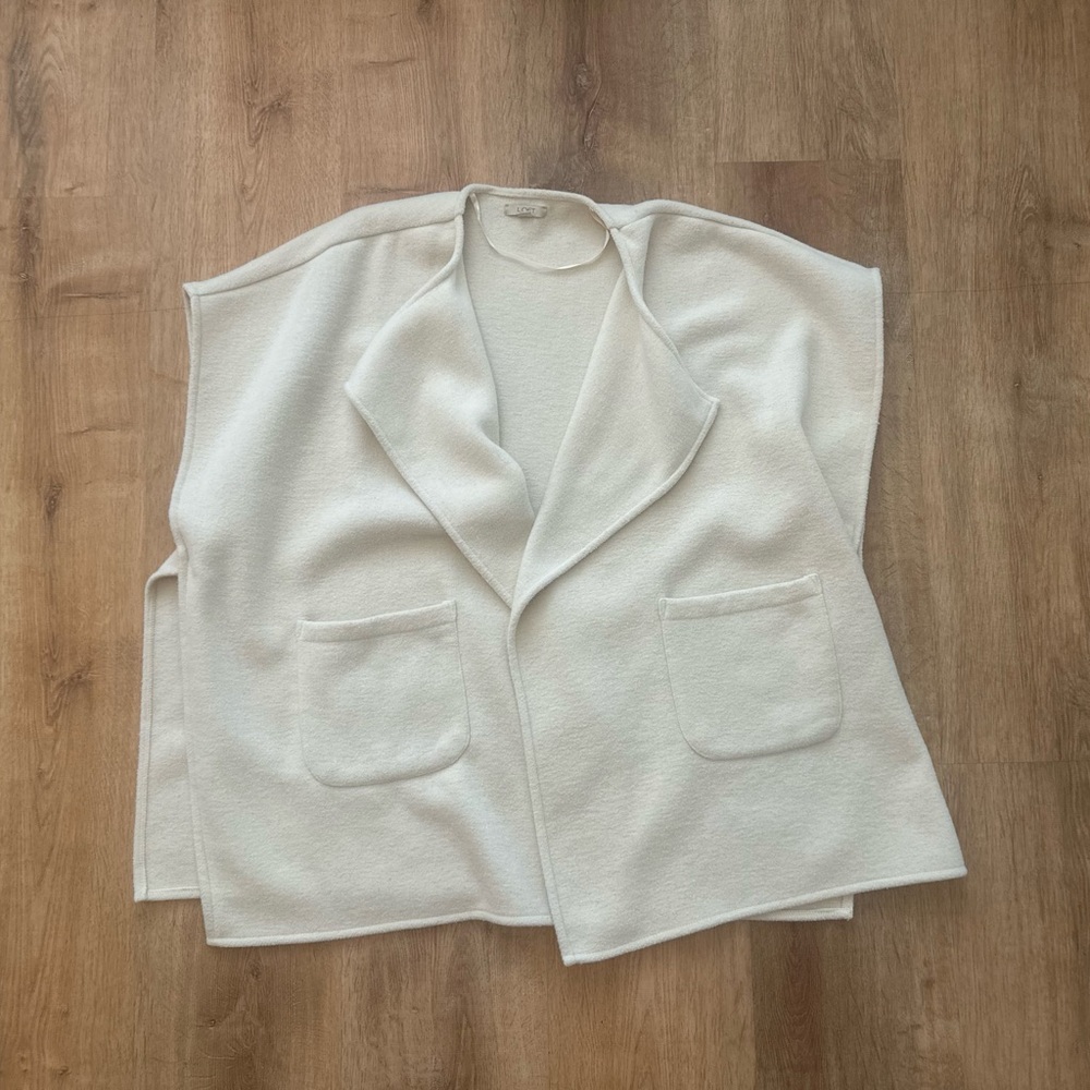 Cream Sleeveless Open Front Cardigan
